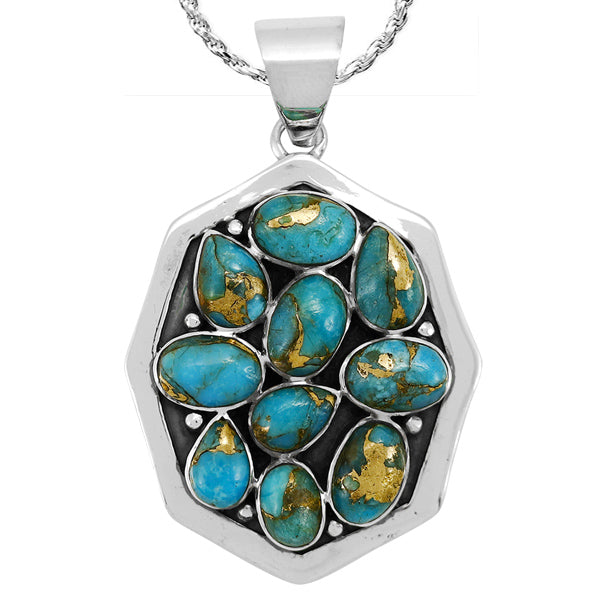 Matrix Turquoise Pendant Sterling Silver P3291-C84