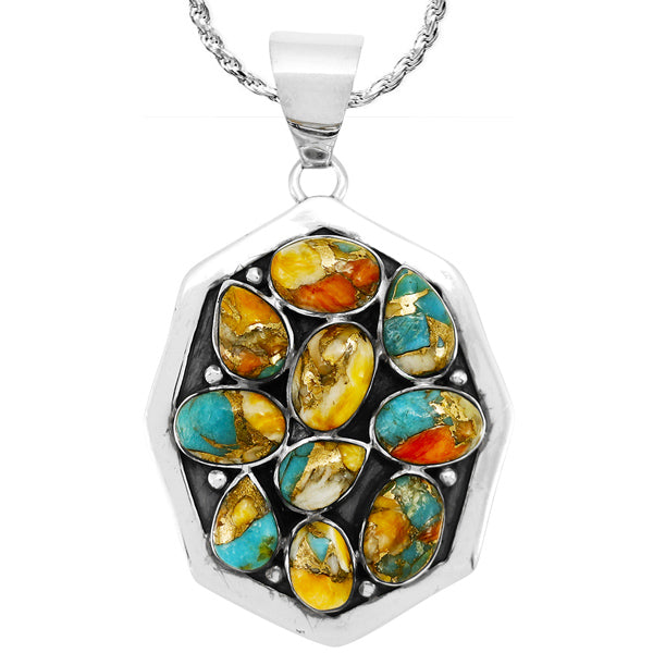 Spiny Turquoise Pendant Sterling Silver P3291-C89
