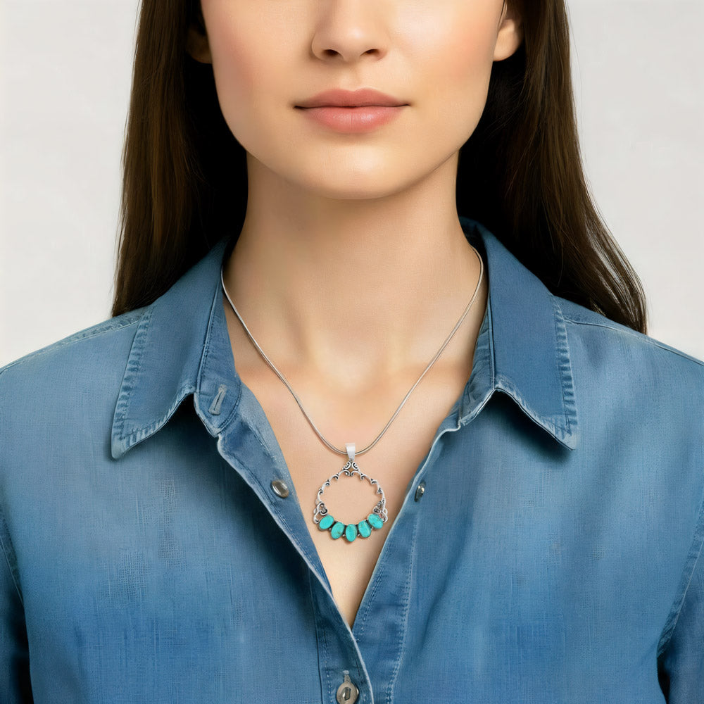 Turquoise Pendant Sterling Silver P3292-C75