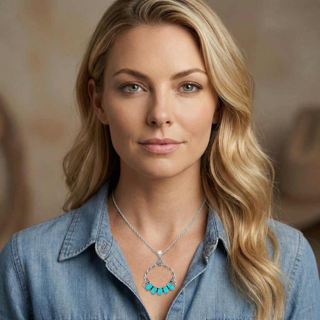 Turquoise Pendant Sterling Silver P3292-C75