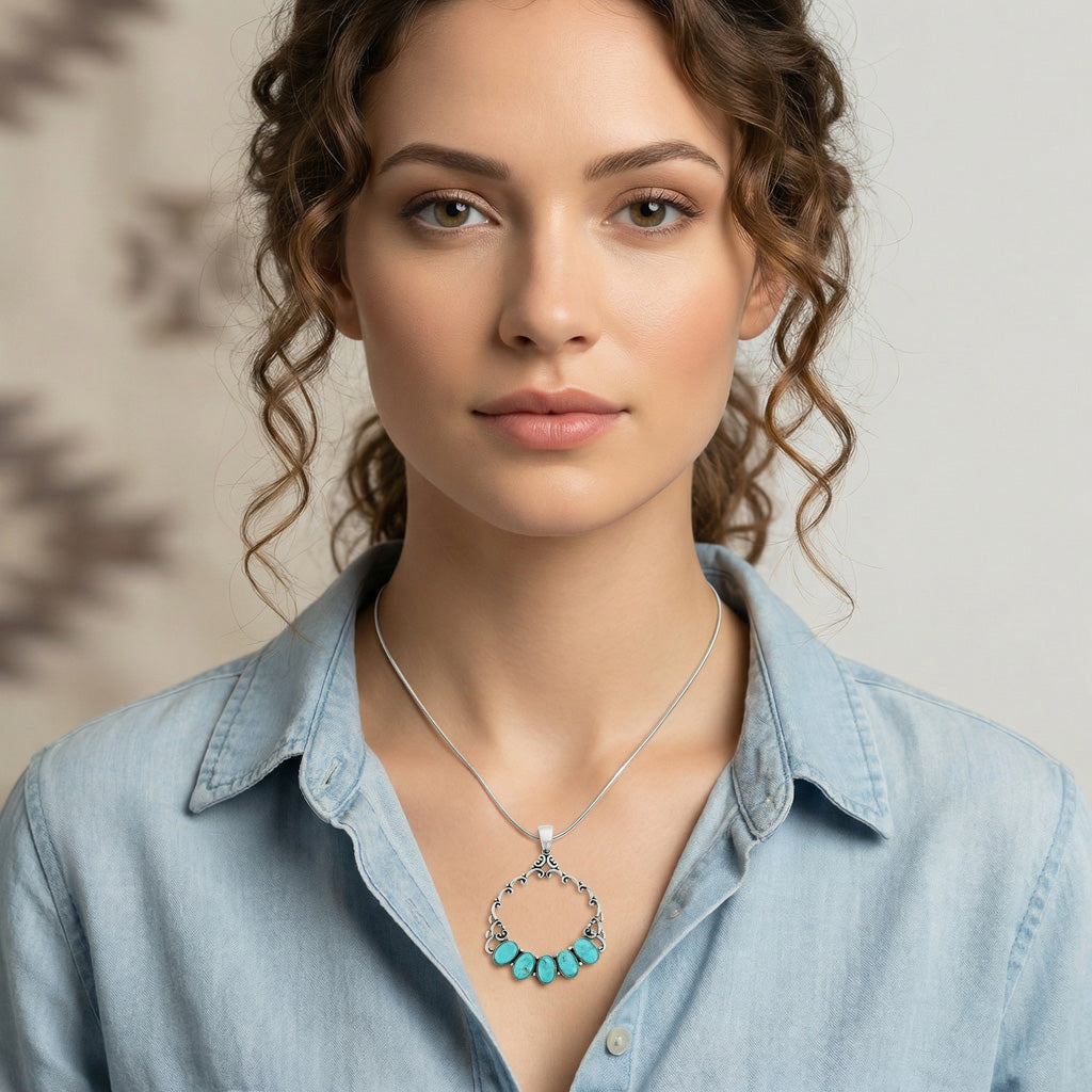 Turquoise Pendant Sterling Silver P3292-C75