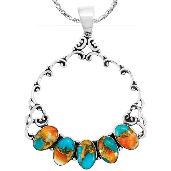 Spiny Turquoise Pendant Sterling Silver P3292-C89