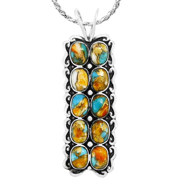 Spiny Turquoise Pendant Sterling Silver P3293-C89