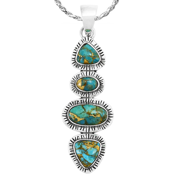 Matrix Turquoise Pendant Sterling Silver P3295-C84