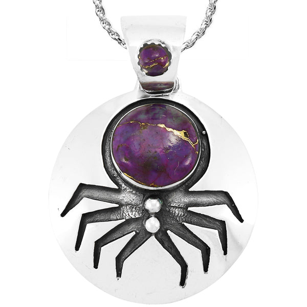 Spider Purple Turquoise Pendant Sterling Silver P3296-C77