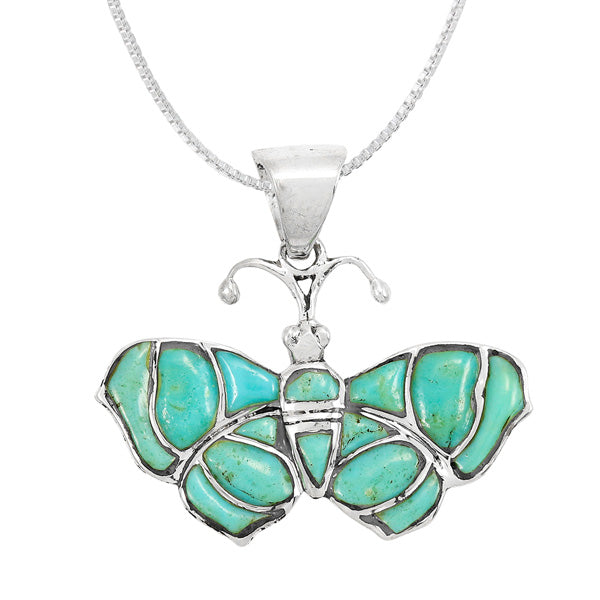 Butterfly Turquoise Pendant Sterling Silver P3298-C75