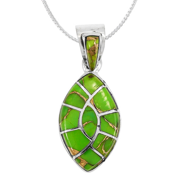 Green Turquoise Pendant Sterling Silver P3303-C06