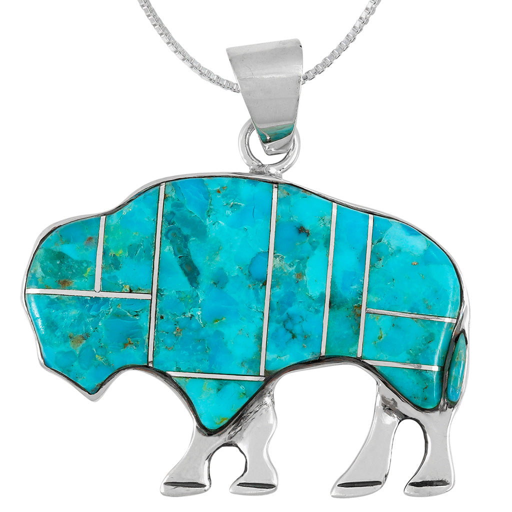 Buffalo Turquoise Pendant SilverBronzé P3305-SB-C05