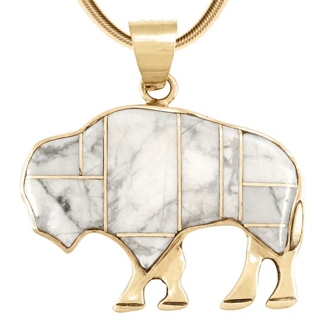 Buffalo Howlite Pendant GoldCopper P3305-GB-C103
