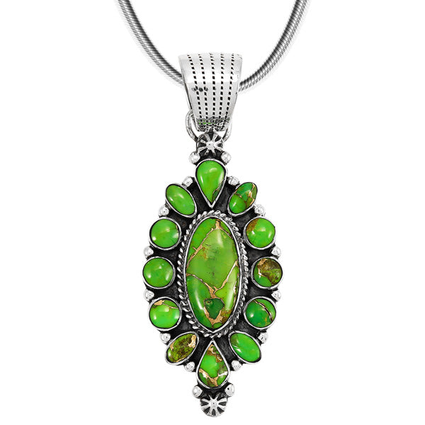 Green Turquoise Pendant Sterling Silver P3306-C76