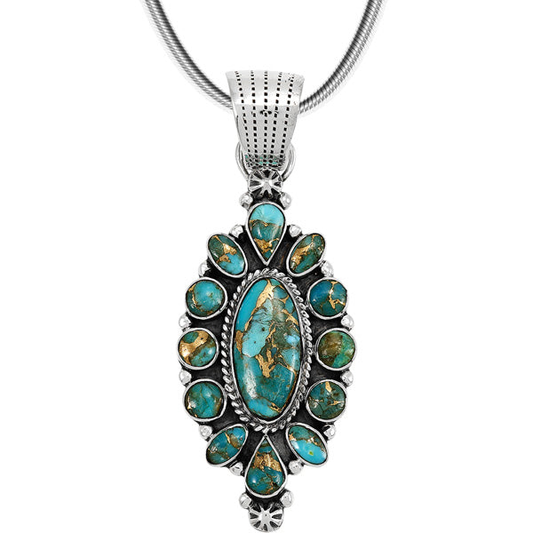 Matrix Turquoise Pendant Sterling Silver P3306-C84