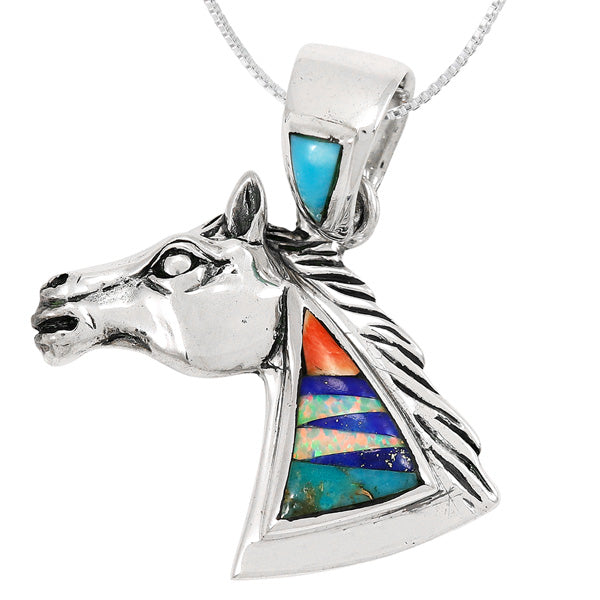 Horse Multicolor Pendant Sterling Silver P3307-C00