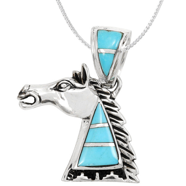 Horse Turquoise Pendant Sterling Silver P3307-C05