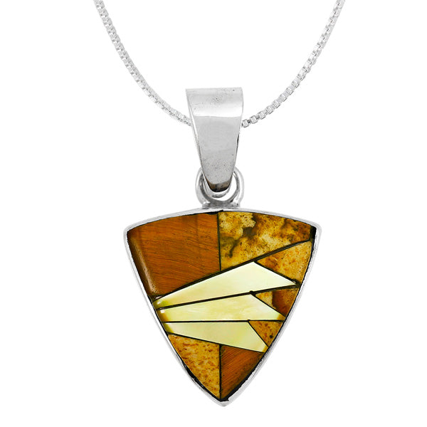 Tiger Eye Gemstone Pendant Sterling Silver P3312-C32