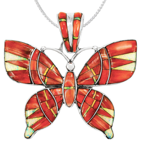 Butterfly Spiny Oyster Pendant Sterling Silver P3313-LG-C24