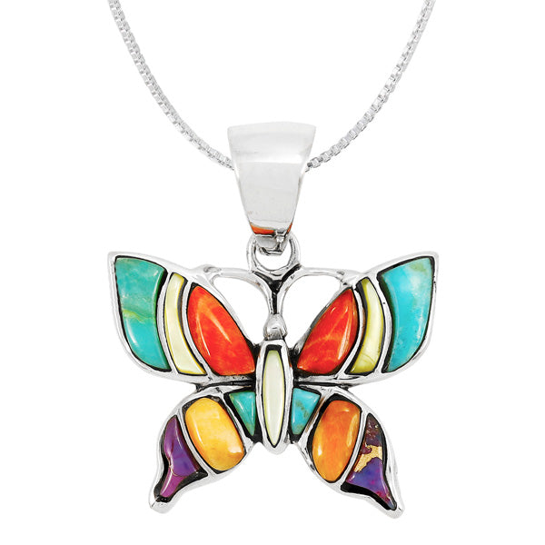 Butterfly Multicolor Pendant Sterling Silver P3313-SM-C71