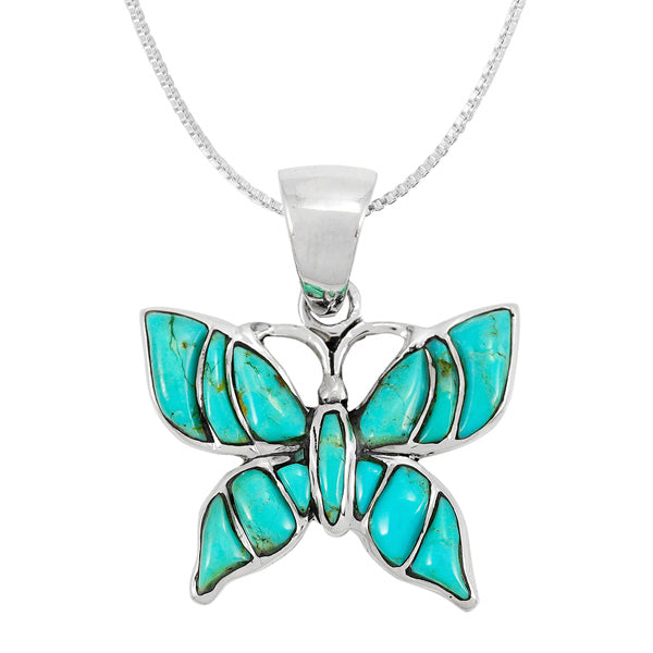 Butterfly Turquoise Pendant Sterling Silver P3313-SM-C75
