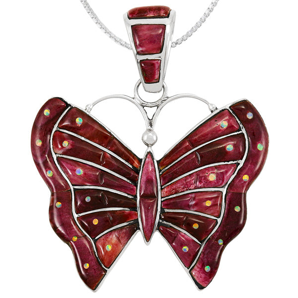 Butterfly Purple Spiny Oyster Pendant Sterling Silver P3314-C26