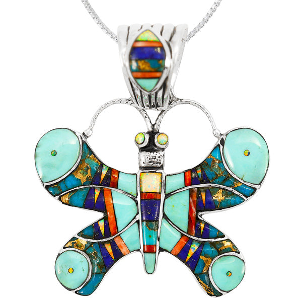 Butterfly Multicolor Pendant Sterling Silver P3315-LG-C00