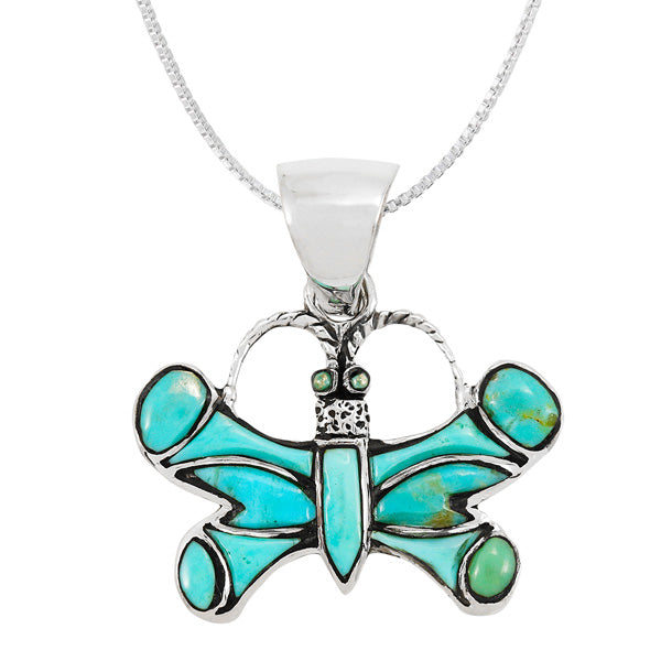 Turquoise Butterfly Pendant Sterling Silver P3315-SM-C75