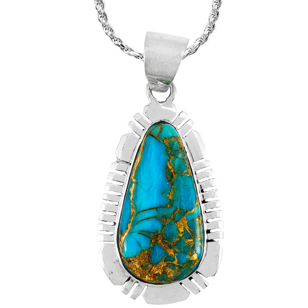 Matrix Turquoise Pendant Sterling Silver P3316-C84