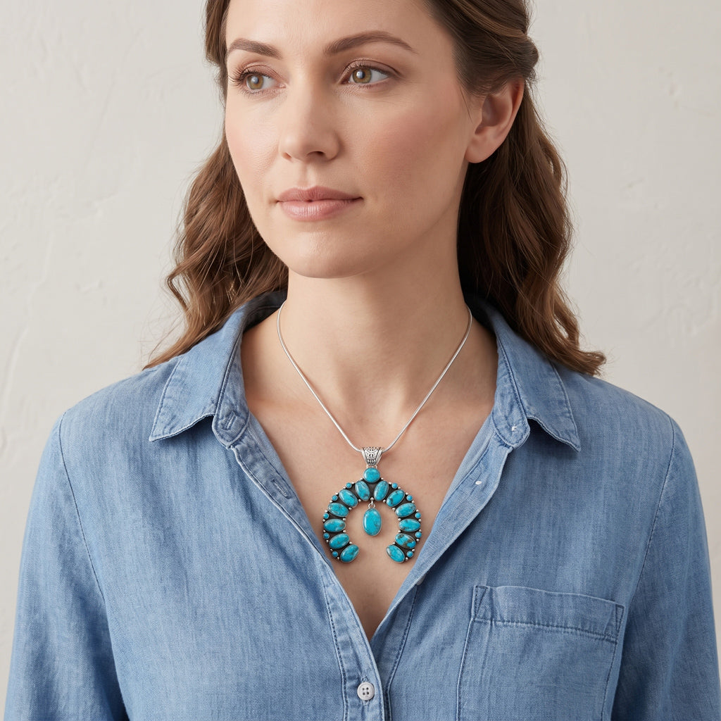 Turquoise Naja Pendant Sterling Silver P3317-C75