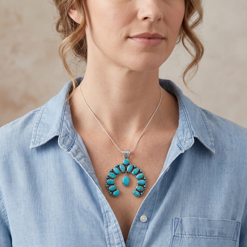 Turquoise Naja Pendant Sterling Silver P3317-C75
