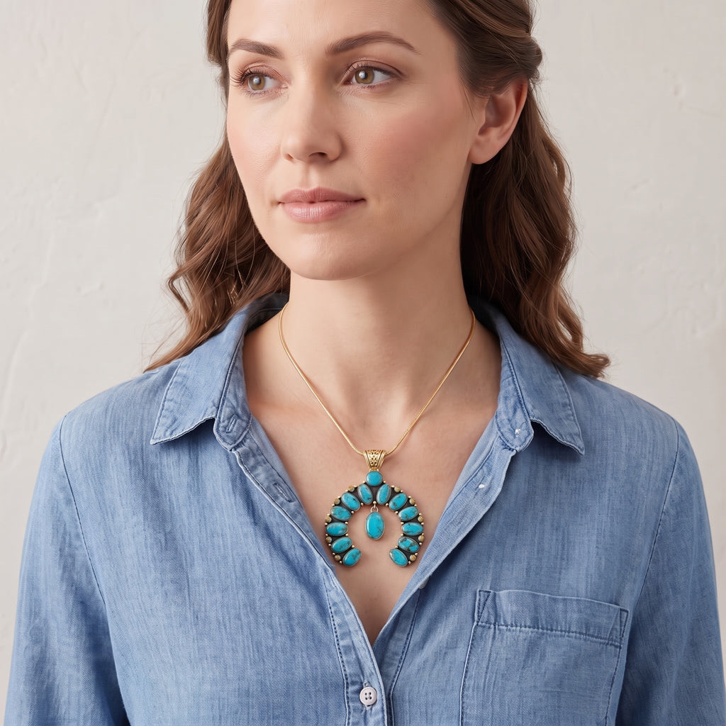 Naja Turquoise Pendant GoldCopper P3317-GB-C75