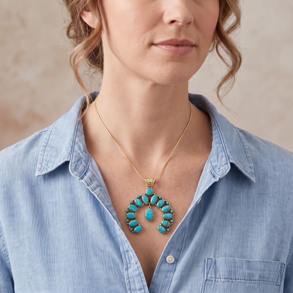 Naja Turquoise Pendant GoldCopper P3317-GB-C75