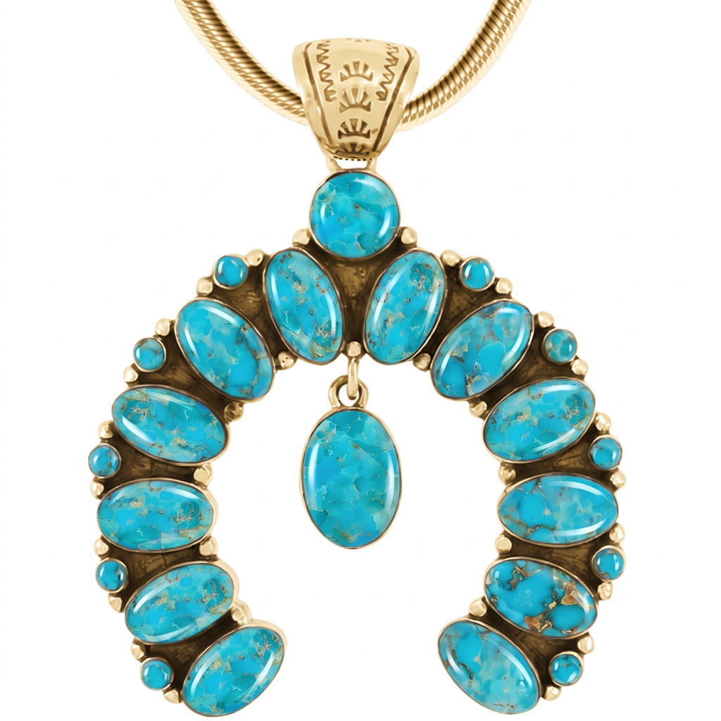 Naja Turquoise Pendant GoldCopper P3317-GB-C75