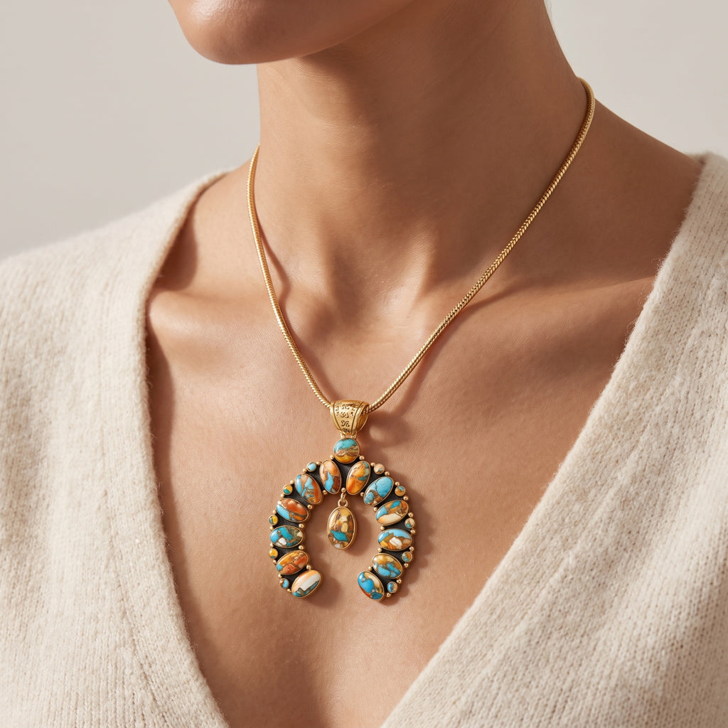 Naja Spiny Turquoise Pendant GoldCopper P3317-GB-C89