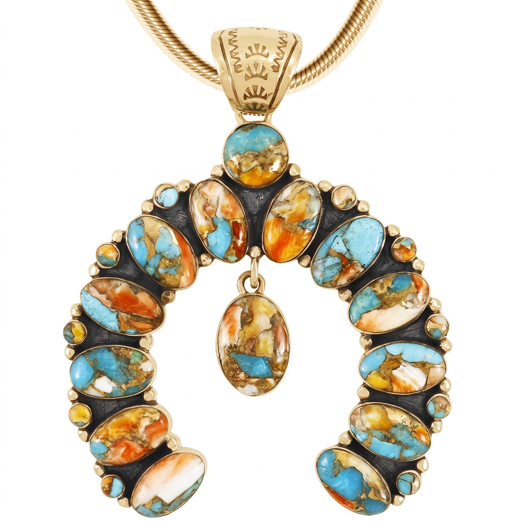 Naja Spiny Turquoise Pendant GoldCopper P3317-GB-C89