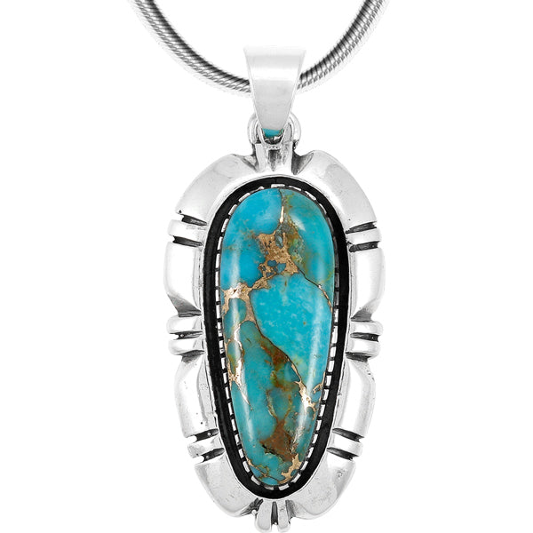 Sterling Silver Pendant Matrix Turquoise P3320-C84