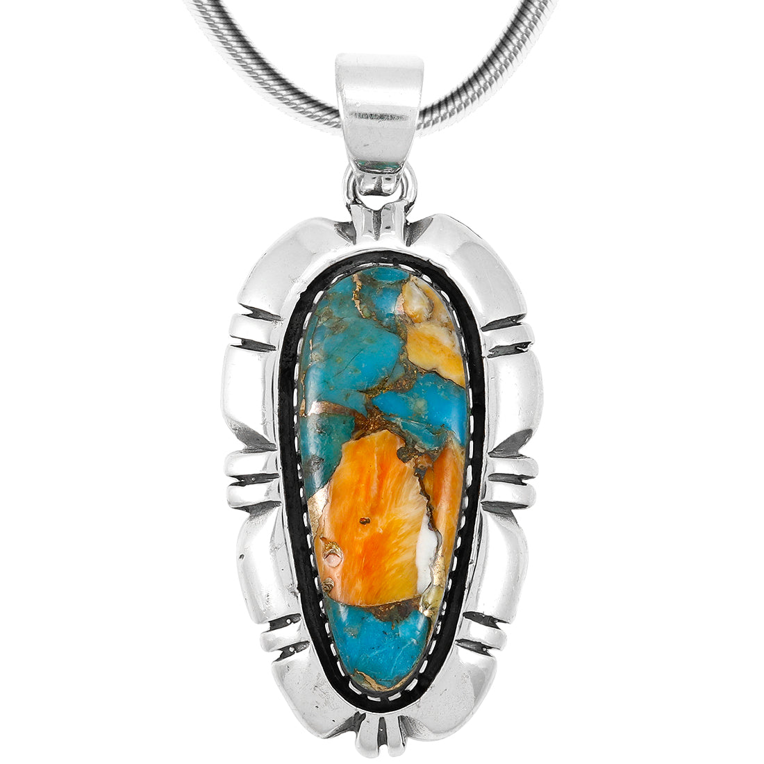 Spiny Turquoise Pendant Sterling Silver P3320-C89