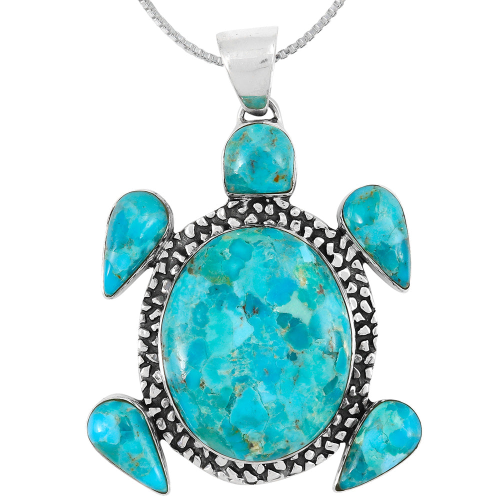 Turtle Pendant Turquoise Sterling Silver P3321-C75