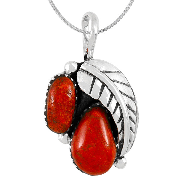 Coral Pendant Sterling Silver P3332-C74