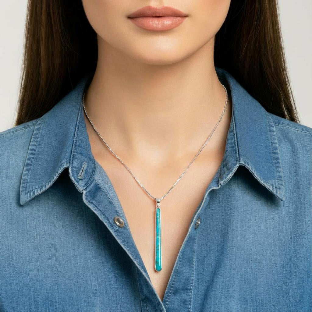 Turquoise Pendant Sterling Silver P3324-C75