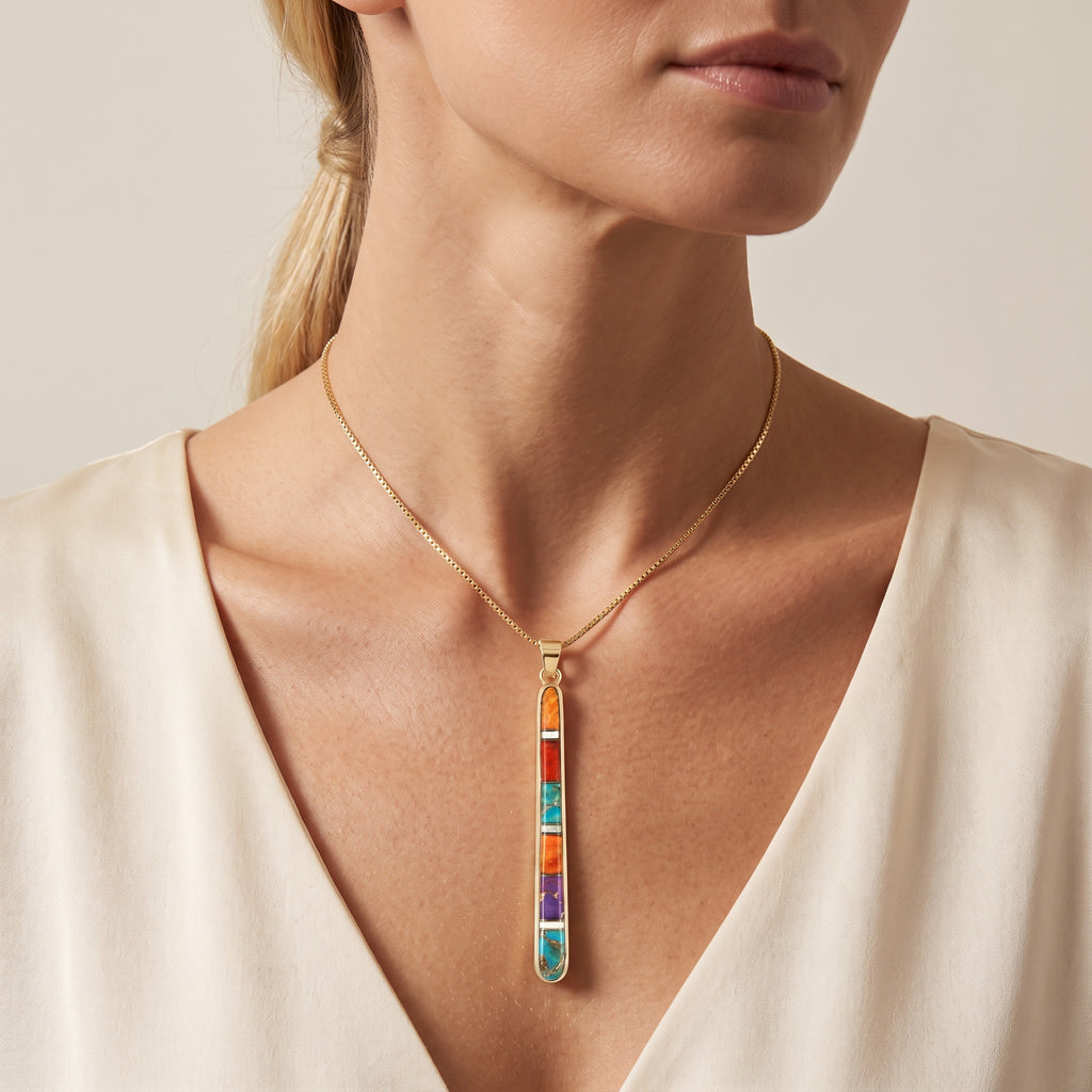 Multi Gemstone Pendant GoldCopper P3324-GB-C00