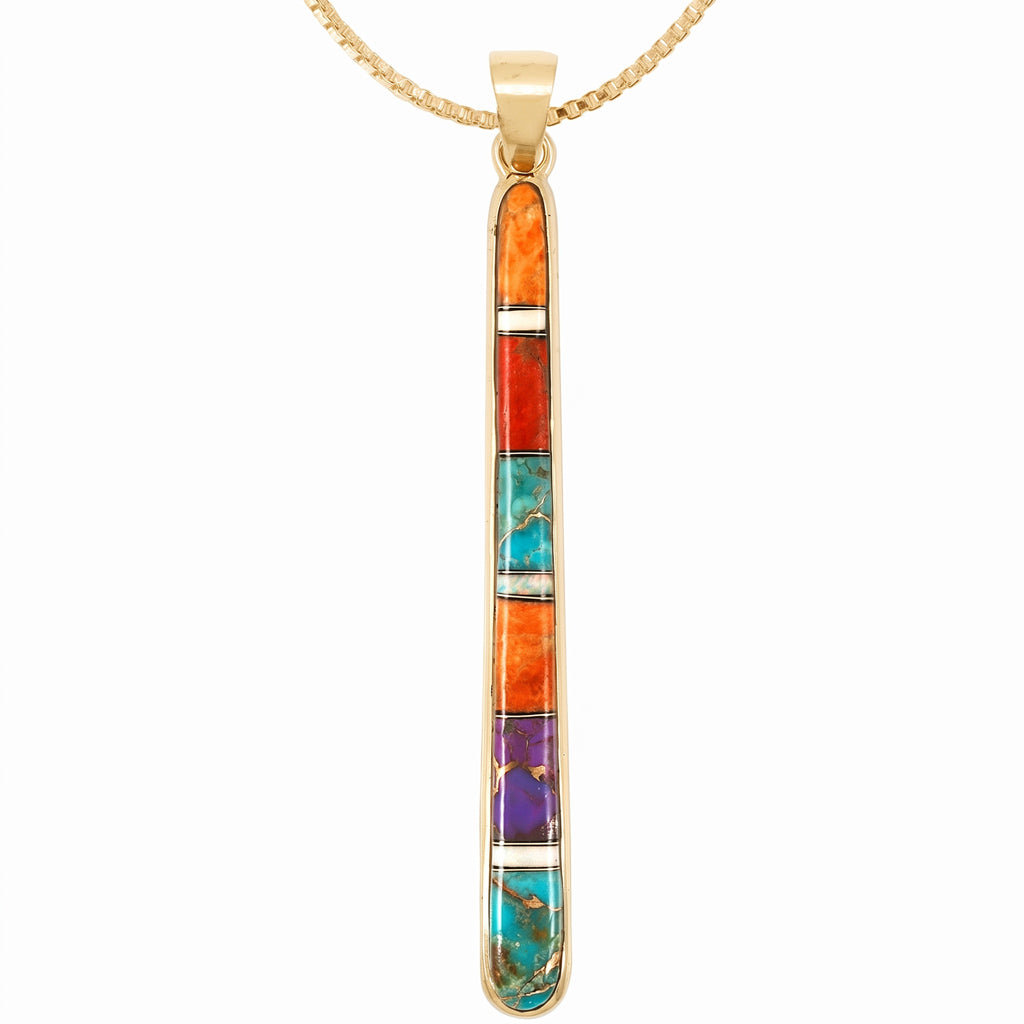 Multi Gemstone Pendant GoldCopper P3324-GB-C00