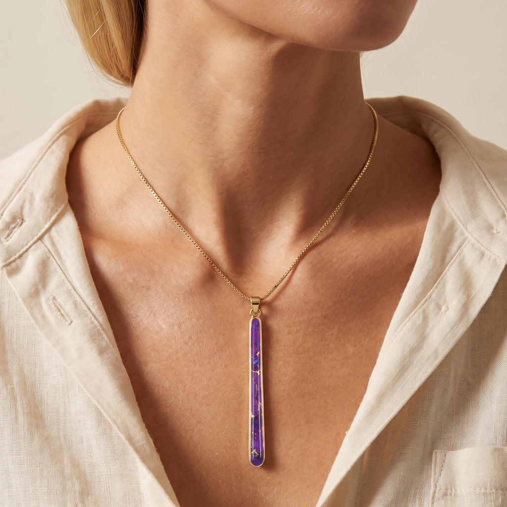 Purple Turquoise Pendant GoldCopper P3324-GB-C77