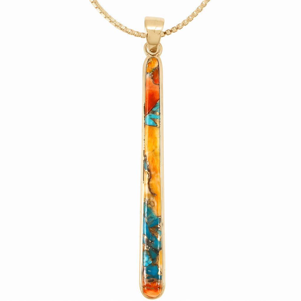 Spiny Turquoise Pendant GoldCopper P3324-GB-C89