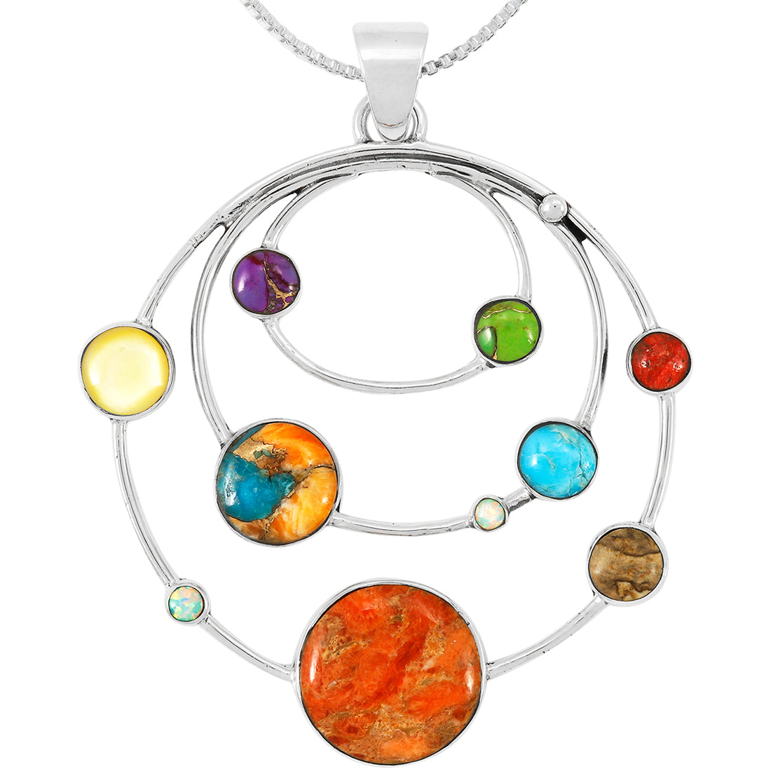 Planets Multicolor Pendant Sterling Silver P3325-LG-C71 (Large Version)