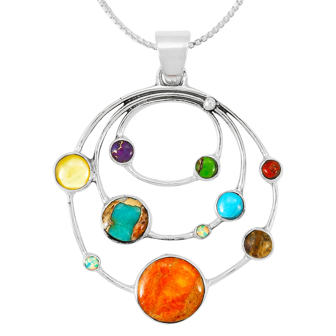 Planets Multicolor Pendant Sterling Silver P3325-SM-C71