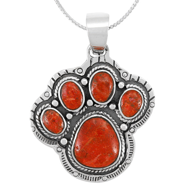 Coral Paw Pendant Sterling Silver P3326-C74