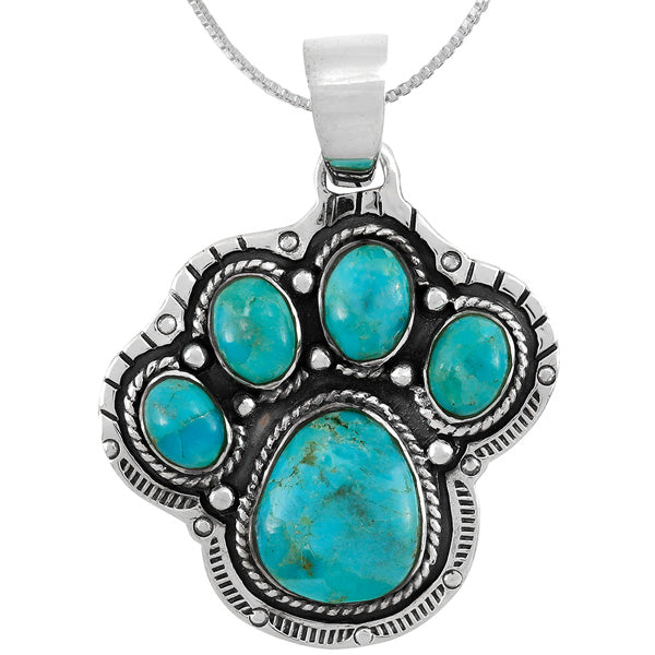Turquoise Paw Pendant Sterling Silver P3326-C75