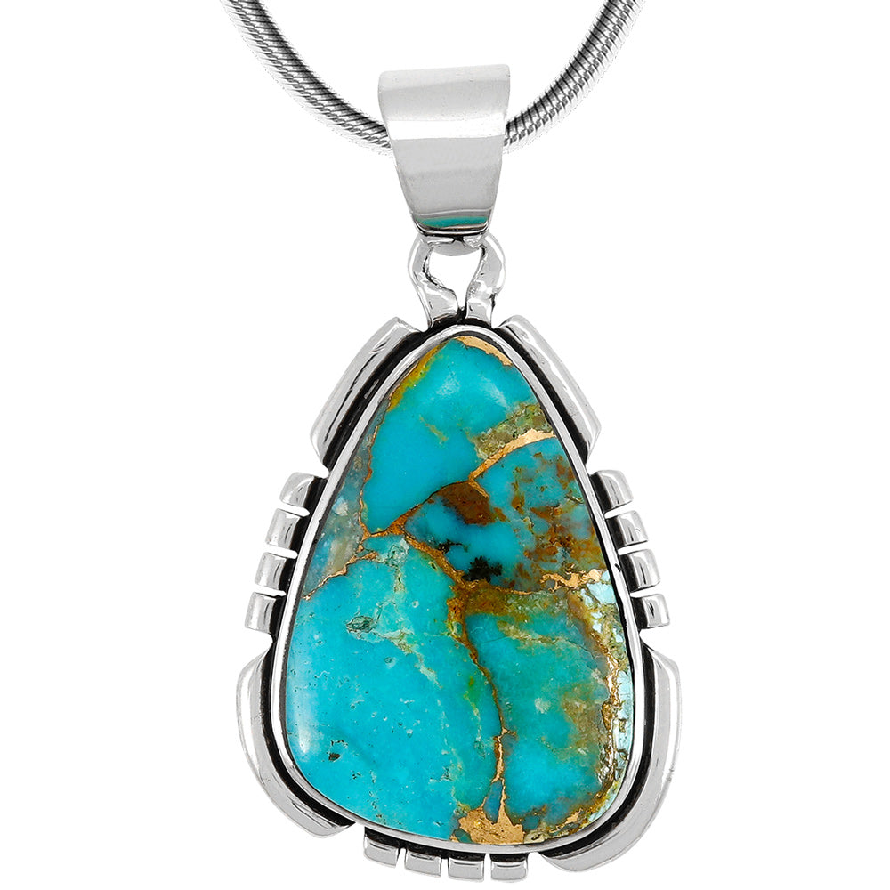 Matrix Turquoise Pendant Sterling Silver P3328-C84