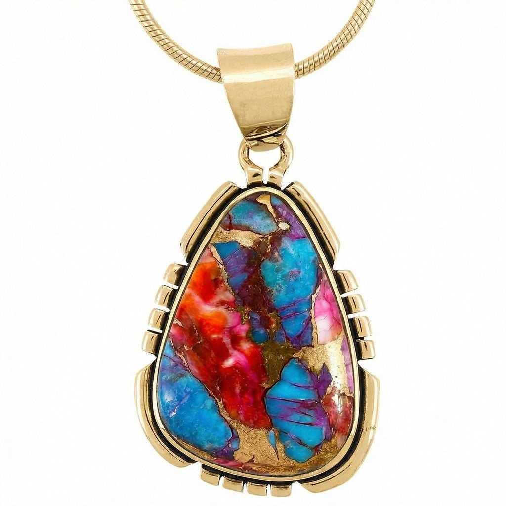 Rainbow Spiny Turquoise Pendant GoldCopper™ P3328-GB-C91