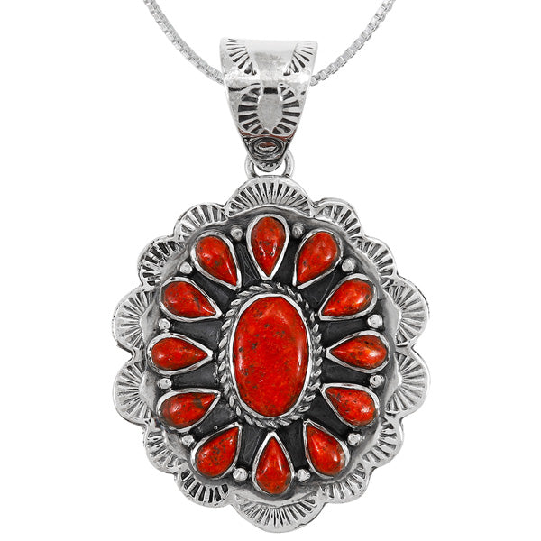 Coral Pendant Sterling Silver P3329-C74