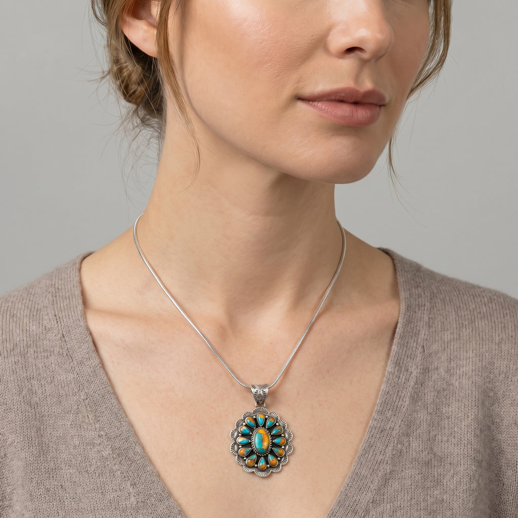 Spiny Turquoise Pendant GoldCopper P3329-GB-C89