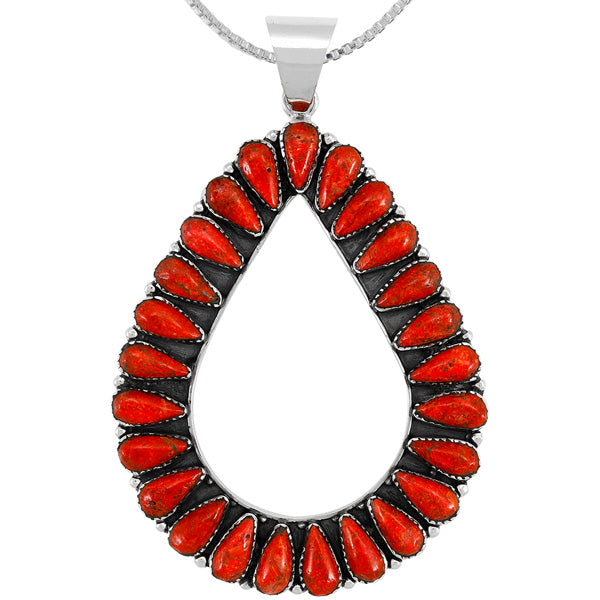 Coral Pendant Sterling Silver P3330-C74